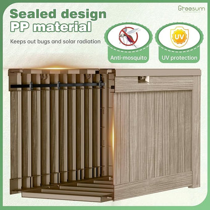 Greesum Outdoor Storage Box 120 Gallon Storage Bin with Lid for Patio Furniture, Garden Tools, Pool Supplies, Lockable, Waterproof and UV Resistant, Coffee