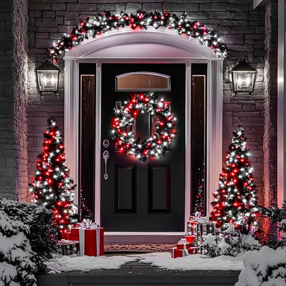 JMEXSUSS 200 LED Red and White Christmas Lights, 66ft String Lights Plug in | Connectable, 8 Modes, Green Wire Twinkle Christmas Lights for Tree Bedroom Mantel Fireplace Porch Yard Indoor Outdoor Decor
