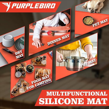 PURPLEBIRD Silicone Griddle Cover Mat for Blackstone 17 Inch Griddles, Waterproof Protective Mat for Griddle Flat Top, 17"-36" Food Grade Silicone Mats for Kitchen,Dinning,Camping, Christmas Gifts