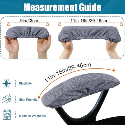 Smiry Office Computer Chair Armrest Covers, 2PCs Anti-dust Arm Rest Pad | Removable Washable Desk Chair Arm Pad Covers, Grey
