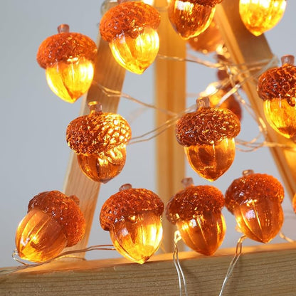 Fall Decoration for home 3D Acorn Lights Thanksgiving Décor Fall Garland Decorative Cute Fairy Lights Outdoor Waterproof Battery Operated Autumn Lights 30LED 10ft Christmas Window Room Decor