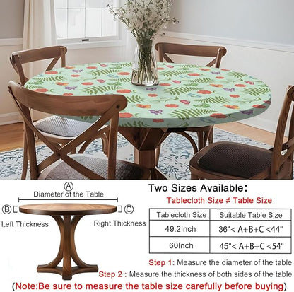 opstellen Fitted Round Tablecloth Waterproof Table Cloth Vinyl Indoor Outdoor Circle Coffee Cover for 36-44" Tables Dining Kitchen Home Gear Gifts Summer Fall Patio Picnic Camping Vacation Supplies
