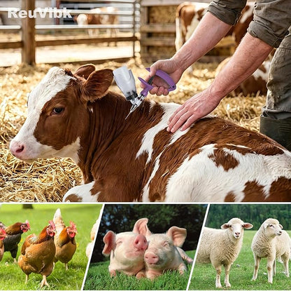 5ML Livestock Syringes, Automatic Self Refill Syringe Continuous Repeating Adjustable Bottle Attachment Livestock Animal Injection Gun with 10 Needles, for Chicken, Duck, Pig, Sheep, Cow Poultry