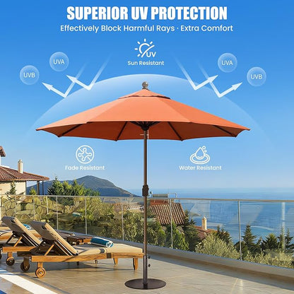 EliteShade USA 10-Year-Non-Fading 10Ft Market Patio Umbrella, UPF 50+ UV Protection Performance Sun Umbrella, Heavy Duty Commercial Grade Outdoor Table Umbrella with Crank, Windproof Vented Top for Garden, Pool, Deck and Outdoor Playsets, No Tilt, Rust