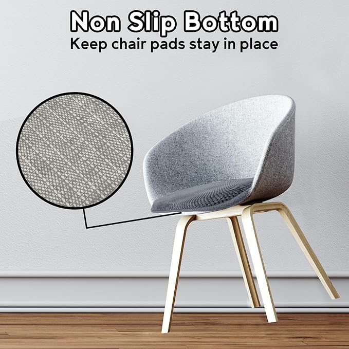 Grey Chairs Cushions for Dining Chairs 6 Pack Non Slip Foam Kitchen Seat Cushions Washable Soft Thick Patio Pads Large Wooden Metal Tapered Chair Cushions,17" x 15"