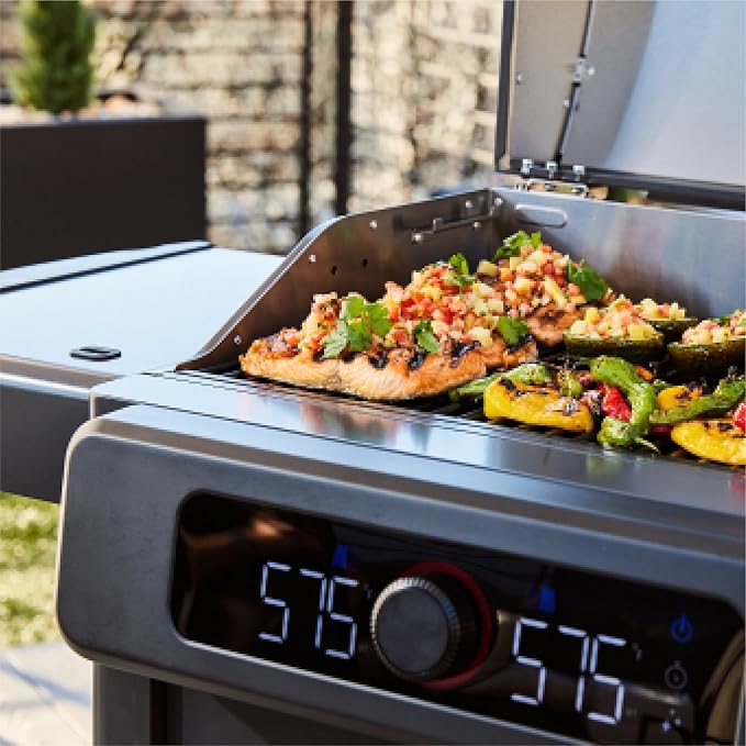 Current® Model G Dual Zone Grill, Smart Electric Outdoor Grill with 200-700°F Range for Searing & Roasting, Digital Precision, Independent Heat Zones, Apartment-Friendly & Weather-Resistant, Moon Dust