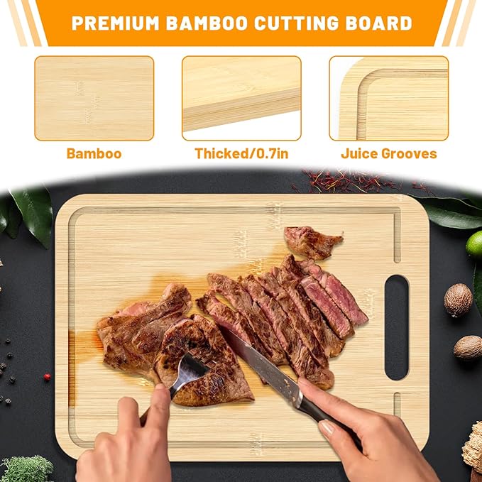 Grilling Prep and Serve Trays with Oil Drain Rack, Stainless Steel Grilling Prep and Serve Tray, Marinade Container with Lid, Oil Drain Rack, Cutting Board, BBQ Grill Accessories