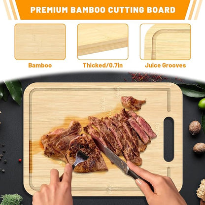 Grilling Prep and Serve Trays with Oil Drain Rack, Stainless Steel Grilling Prep and Serve Tray, Marinade Container with Lid, Oil Drain Rack, Cutting Board, BBQ Grill Accessories