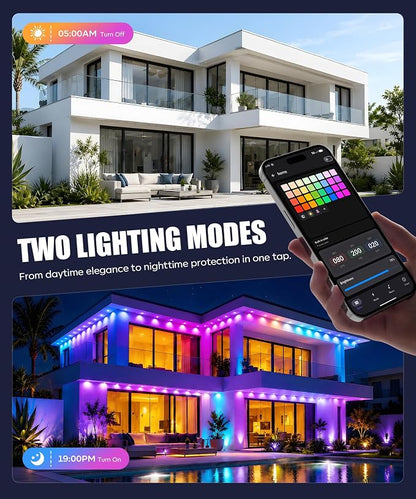 Permanent Outdoor Lights 100FT, RGB+IC Smart Outdoor Lights for House, App & Voice Control, Waterproof Outdoor Eave Lights for Christmas Holiday Patio Yard Decor