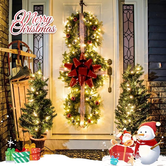 JMEXSUSS 33ft 100 LED Warm White Christmas Lights Outdoor, Battery Power String Lights Waterproof, Twinkle Fairy Mini Lights with 8 Modes Remote Indoor (Pack of 2)