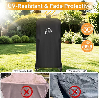 Kipiea 600D Heavy Duty Vertical Smoker Cover for Pit Boss 3/4 / 5/7 Series, Waterproof Pellet Grill Cover with Windproof Buckles, UV Resistant, No Tear, No Fading