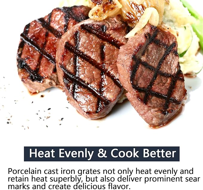 Hongso 18 1/16 x 22 1/16 Inch Porcelain Cast Iron Grill Grates for CharBroil Signature 3 Burners 463348017 463372017 Cooking Grids Replacement for Char-Broil Grill Model G470-0003-W1 G470-0002-W1