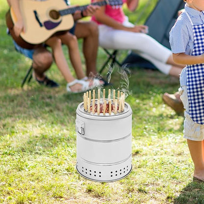 Portable Smokeless Barrel Grill Stainless Charcoal BBQ Grill Barbecue Charcoal Barrel Grill for Travel Camping Picnic Patio Backyard Outdoor Cooking (22 Skewers)