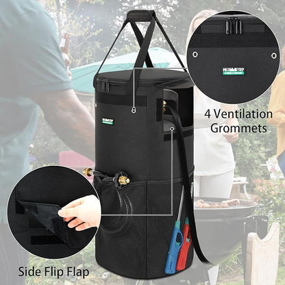 Propane Tank Cover Bag 30lb, WITSTEP Heavy Duty Propane Tank Cover Carrier Bag with Side Flip Flap and 4 Ventilated Holes, Water & Wear Resistant Propane Cylinder Storage Bag for Home & Outdoor Use