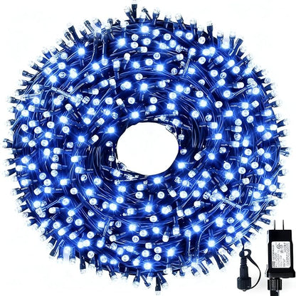 MZD8391 105FT 300LED Christmas Light, Christmas Tree Light, Blue White | Waterproof, 100% UL Listed, 8 Light Mode, Timer & Memory, 4 Set End To End Connect, LED Christmas String Light Outdoor Indoor
