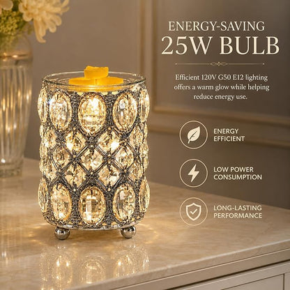 Leyoue Wax Warmer Wrought Iron Crystal Wax Melt Warmer Electric Oil Burner Wax Melt for Gifts & Decor, Home, Office, SPA,Bedroom