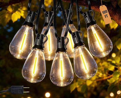 100FT Outdoor String Lights Waterproof with 40+2 Shatterproof S11 LED Bulbs, Extra Long Patio Lights Outdoor Waterproof for Backyard, Bistro Lights Outdoor, LED Lights for Outside, Cafe Lights