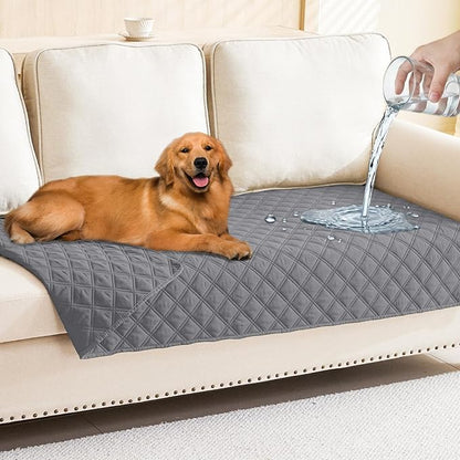 Smiry Waterproof Reversible Pet Couch Covers for Dogs | Pet Friendly, Soft Fabric, Washable Sofa Furniture Protector for Dogs Cat Kids, Checkered (30"x70", Grey/Grey)