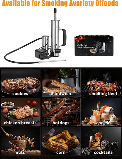 2026 Advanced Cold Smoke Generator, Tube for Pellet Smoker Upgrade, Smoker Attachment for Gas Grilling, Portable Cordless Electric, Hot or Cold Smoking: Fits Weber, Traeger, Pit Boss, East Oak ect...