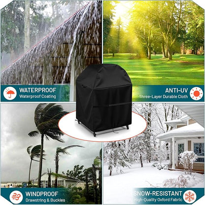 Outdoor Pizza Oven Table Cover for Ooni Oven and Large Table, Waterproof Outdoor Grill Table Covers Pizza Oven Stand Covers (Cover Only) - 32''Lx32''Wx52''H / 83x83x132 cm, Black