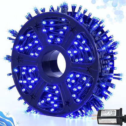 JMEXSUSS 173ft 500 LED Blue Christmas Lights Outdoor with Remote | 8 Modes Plug in Halloween Lights, Waterproof Blue String Lights for Outdoor Indoor Party House Xmas Halloween Decor