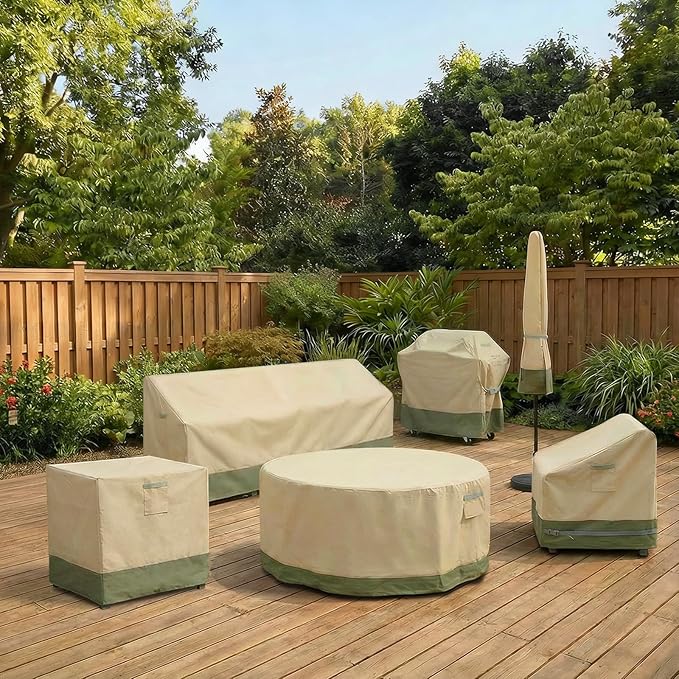 BPS Patio Furniture Cover for Outdoor Table and Chairs, 600D Waterproof and Anti-UV Patio Sectional Set Cover for Outside General Purpose Furniture, 112''L x 84''W x 32''H