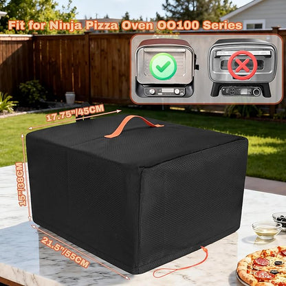 CROTIRAD Waterproof Dust Cover for Ninja Pizza Oven OO100 Series, Accessories for Ninja Woodfire Outdoor Pizza Oven with Drawstrings, UV-Resistant, Elastic Band, Hang Strap, Black