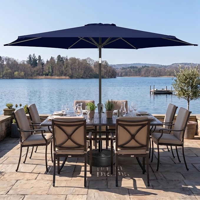 10 ft Patio Umbrella Outdoor with Push Button Tilt, Navy Blue | UV Protection, Waterproof, Large Porch Deck Umbrella for Pool, Table, Garden, Backyard, Provides Shade
