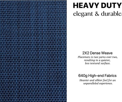 LEXMORE Placemats Set of 6 Vinyl/Plastic Woven Place Mats for Kitchen Table Indoor/Outdoor Washable Placemat Wipeable Dining Table Mats(Navy Blue)