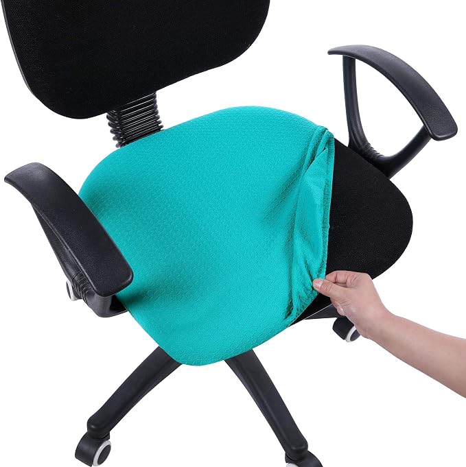 Smiry Office Computer Chair Seat Covers for Desk, Anti-dust Protector | Stretch Jacquard Removable Washable Desk Chair Seat Cushion Protectors, Peacock Green
