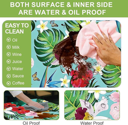 FOREVER QUEEN Picnic Table Cover with Bench Covers 72in,Waterproof Windproof Fitted Tablecloth,Tropical Floral Camping Essentials with Drawstring Bag,for RV,Patio,Park & Backyard