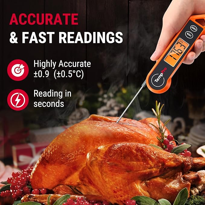 TempPro TP19H Digital Meat Thermometer for Cooking, Ambidextrous Backlit Motion Sensing Instant Read Food Thermometer for BBQ Grill Oil Fry Candy Fathers Day Gift for Dad Men (Previously ThermoPro)