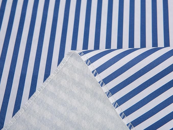 LIBERECOO 60" Square Vinyl Tablecloth with Flannel Backing, Blue Stripe Stain-Resistant Tablecloths Waterproof Oil-Proof Wipeable Table Cover for Indoor/Outdoor Picnic, BBQ