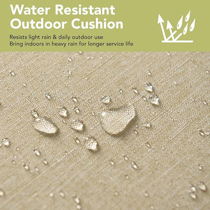 Outdoor Chair Cushions, Fade-Resistant & Water-Resistant, D Shaped Patio Furniture Seat Chair Pads Replacement with Ties, Non-Slip Bottom, Removable Cover, Set of 6, 18.5 x 16 Inch, Natural