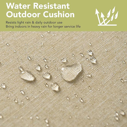 Outdoor Chair Cushions, Fade-Resistant & Water-Resistant, D Shaped Patio Furniture Seat Chair Pads Replacement with Ties, Non-Slip Bottom, Removable Cover, Set of 4, 17 x 16 Inch, Natural