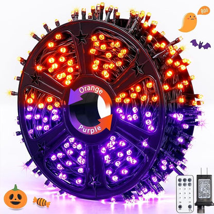 JMEXSUSS 500 LED Halloween Lights Outdoor Orange and Purple with Remote | 173ft Color Changing Halloween String Lights, Waterproof Christmas Tree Lights Plug in for Yard Tree Indoor Decor