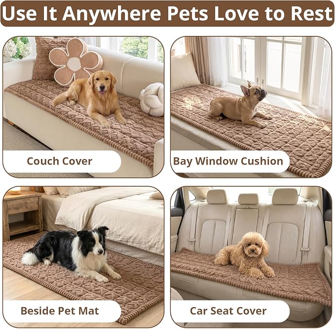OstepDecor Couch Cover for Dogs, Washable Non Slip Sofa Cover for Pets | Soft Couch Covers for Sofa, Loveseat and Sectional, Furniture Protector Against Pet Hair & Dirt (27.6" x 70.9", Coffee)