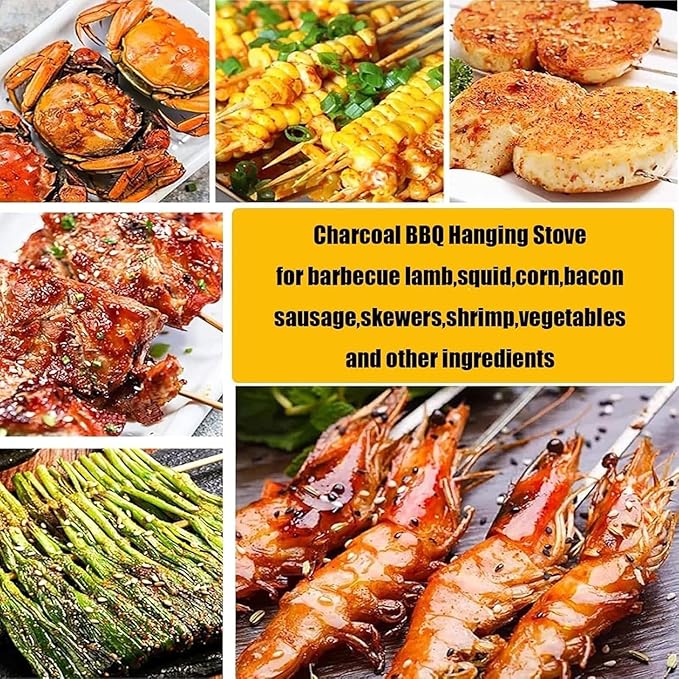 Stainless Steel Indoor Charcoal BBQ Stove,Vertical Smokeless Charcoal BBQ Barrel Grill,360° Roasting All Round Roasting Oven with Handle for Travel Camping Picnic Patio Backyard(28pcs)