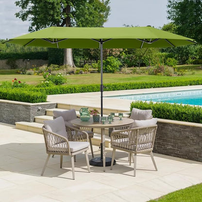 HERA'S PALACE 13 ft Large Patio Umbrella, Double-Sided Twin, Outdoor Market Umbrella with Crank Handle, Powerful UV Protective, Lime