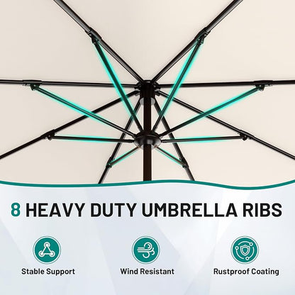AreShark 12 FT Patio Umbrella for Outdoor, Outdoor Table Umbrella with Crank, Outdoor Patio Umbrellas with 8 Sturdy Ribs, Patio Umbrellas for Market, Garden, Pool (Cream White)