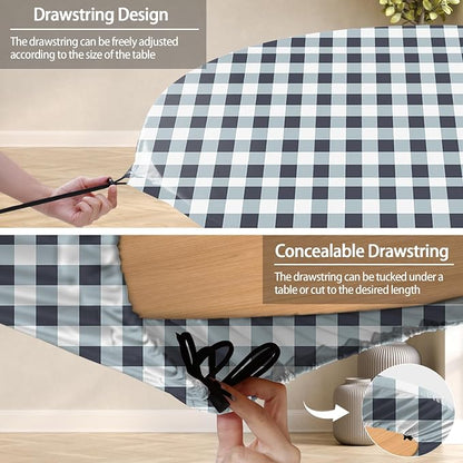 opstellen Fitted Round Tableclothes Drawstring Water Proof Table Cloth Polyester Indoor Outdoor Circular Covers for 45-54in Table New Apartment Home House Needs Gift Campers Patio Picnic Camping Finds