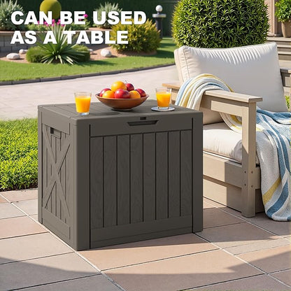 Greesum 40 Gallon Resin Deck Box, Outdoor Storage for Patio Furniture, Garden Tools, Pool Supplies, Weatherproof and UV Resistant, Lockable, Brown