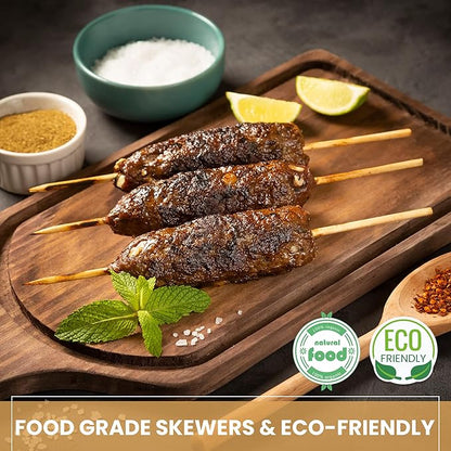 DecorRack 12" Natural Bamboo Skewers Sticks, 100 Wood Skewers for Grilling, BBQ, Kabob, Appetizers, Fruits, Smores, Cocktail, Brunch, Fondue Sticks, Barbeque, DIY Crafting, 12 inch (100 pack)