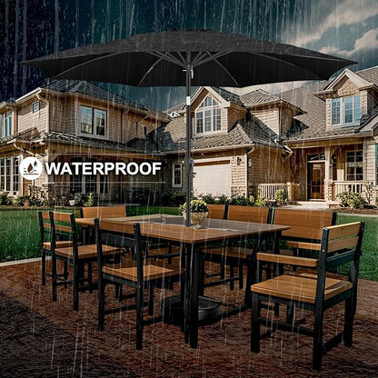 FLAME&SHADE 11 ft Patio Umbrella - Table Umbrella Outdoor with Push Button Tilt and Crank, UV Protection, 8 Sturdy Ribs, Market Umbrella for Garden, Deck, Backyard, Lawn, Pool and Beach(Black)