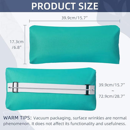 Chaise Lounge Head Pillow, 2 Pack Outdoor Patio Pillows with Adjustable Strap, Lounge Head Resting Pillow for Recliner Beach Pool Lounger Office Chair(Turquoise,Water Resistant)