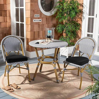 Topotdor Outdoor Chair Cushions Set of 4, 17"x16"x2" Patio Chair Cushions for Outdoor Furniture, Round Corner Outdoor Seat Chair Pads with Ties for Patio Garden Dining Office, Black
