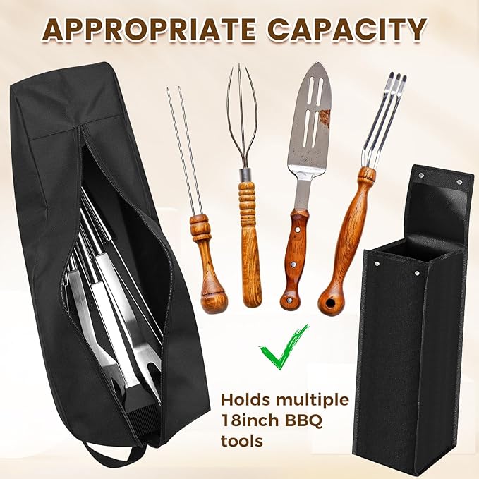 Amylove 2 Pcs Grill Utensil Storage Bags Waterproof BBQ Tool Storage Bags Barbecue Hardware Tool Foldable Grill Holder Pouch Oxford Cloth Accessory for Camping Hiking