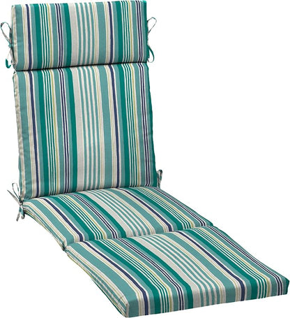 Arden Outdoor Chaise Cushion, 21 in x 72 in, Weather-Proof, Rain-Proof, Fade Resistant Patio Cushion for Chaise Lounger Teal Cobalt Stripe | Lounge Cushion, Weather-Proof, Rain-Proof, Fade Resistant for Chaise Lounger, Mold and Mildew Resistant