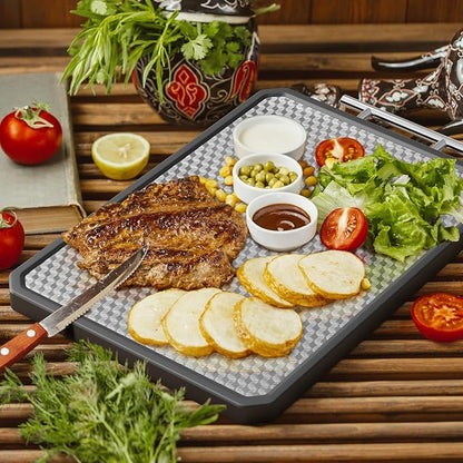 Stainless Steel Cutting Board, Scratch-resistant Cutting Board for Kitchen, 16 * 11 inch Double Sided Chopping Board, 304 Stainless Steel and Food-Grade Wheat Straw PP, Dishwasher Safe