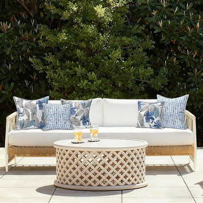 LVTXIII Outdoor Throw Pillows Set of 2, Patio Waterproof Pillows Fade Resistant Accent Pillows for Home and Garden Furniture Decoration, 16"x16", Clemens Noir Blue